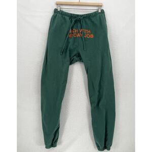Icy Mens Green "Rich With No Day Job" Graphic Jogger Sweatpants Sz L